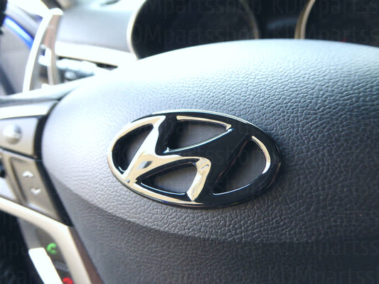 Hyundai Veloster Turbo / NA Gloss Black Steering Wheel Emblem Cover 2011-2017